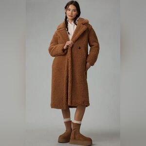 IVIVI Tan Brown Teddy Faux Fur Shearling Coat Size Small **NOT ZARA**